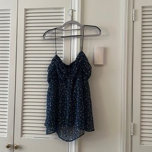 AE Navy Floral Chiffon Flowy Babydoll Tank XL 💙